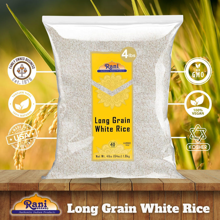 Rani Long Grain White Rice 64oz (4lbs) 1.81kg Bulk  ~ All Natural | Gluten Friendly | Vegan | Non-GMO | Kosher | Product of USA