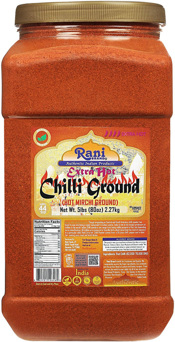 Rani Extra Hot Chilli Powder Indian Spice 80oz (5lbs) 2.27kg Bulk PET Jar~ All Natural | Salt-Free | Vegan | No Colors | Gluten Friendly | Kosher | NON-GMO