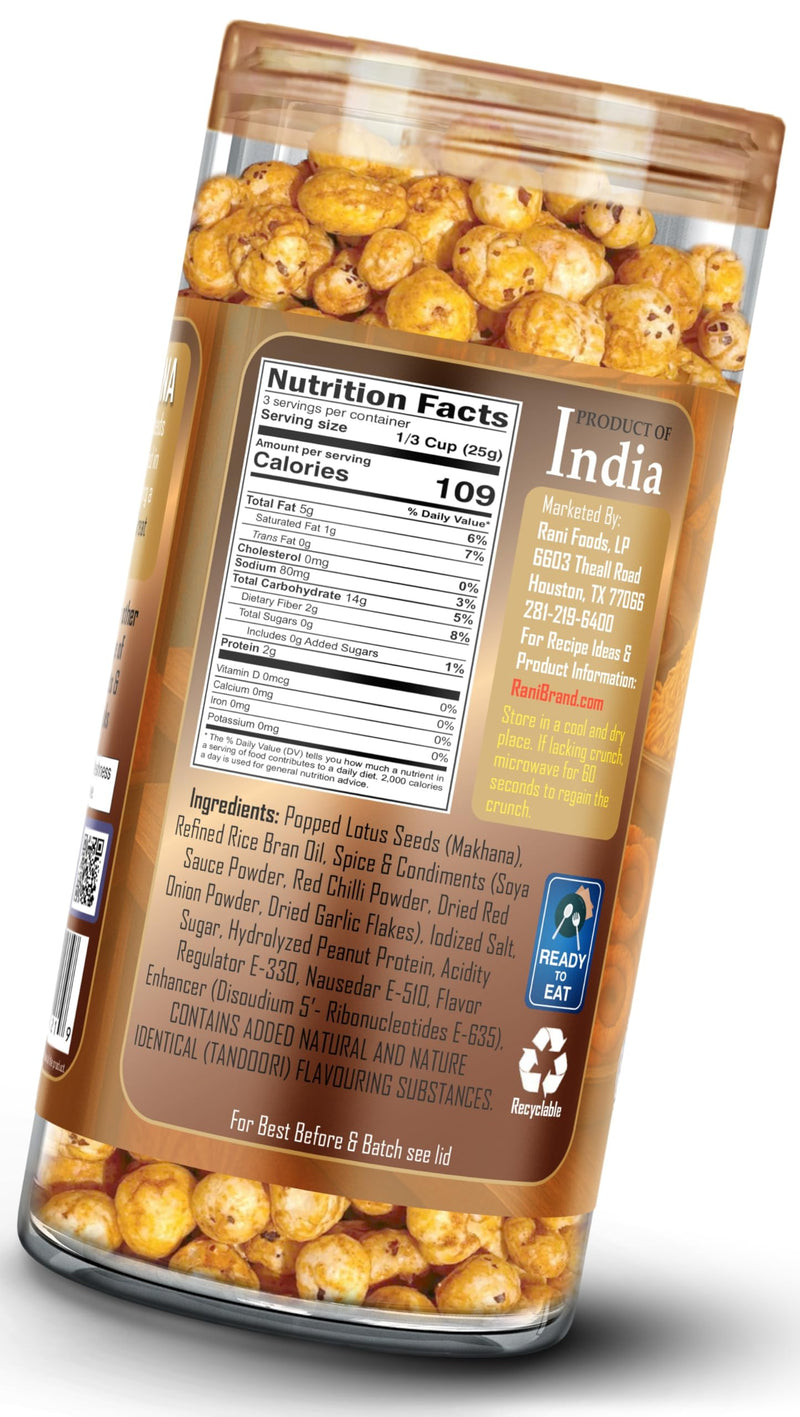 Roasted Makhana, Tandoori Flavor - 2.6oz (75g) - Rani Brand Authentic Indian Products