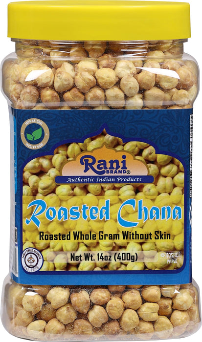 Rani Roasted Chana Skinless (Chickpeas) Plain Flavor (No Skin) 14oz (400g) PET Jar ~ All Natural | Vegan | No Preservatives | Kosher | Gluten Friendly | Indian Origin | Great Snack, Ready to Eat