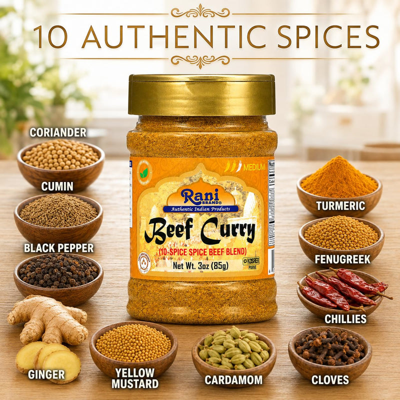 Rani Beef Curry Masala Natural 10-Spice Blend 3oz (85g) PET Jar ~ Salt Free | Vegan | Gluten Friendly | NON-GMO | No Colors | Indian Origin