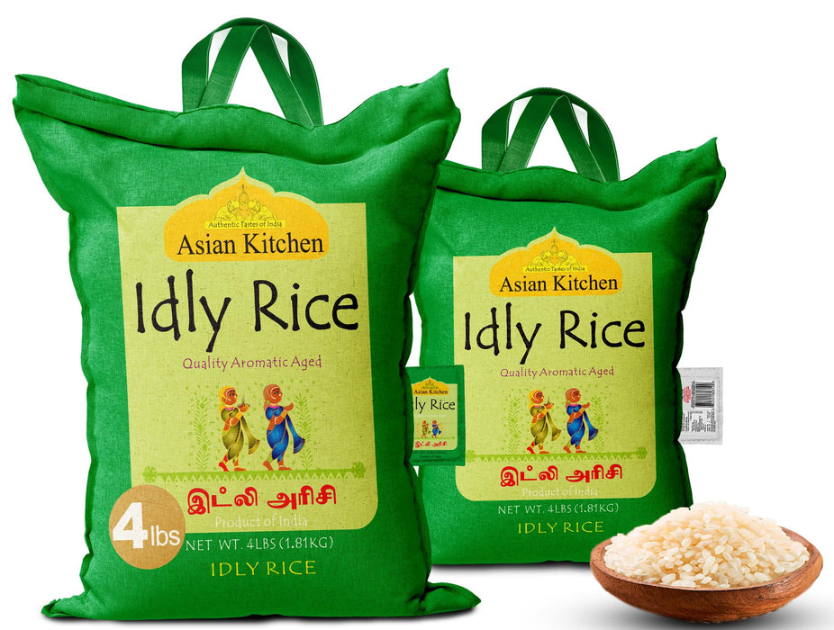 Asian Kitchen Idly (Idli) Rice 4-Pound Bag, 4lbs (1.81kg) Short Grain Rice ~ All Natural | Gluten Friendly | Vegan | Indian Origin | Export Quality