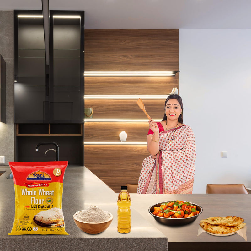 Rani Chapati Flour (100% Pure Whole Wheat Chakki Atta), For Making Roti & Indian Breads 160oz (10lbs) 4.54kg Bulk ~ Stone Ground, All Natural | Vegan | No Salt or Colors | NON-GMO | Indian Origin