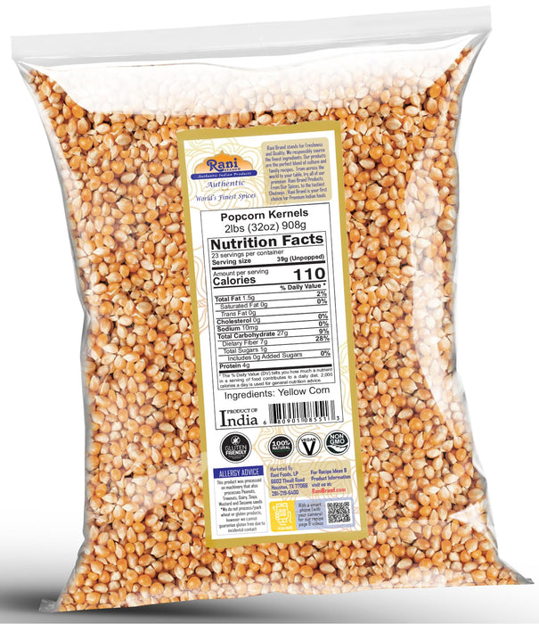 Rani Popcorn Kernels 32oz (2lbs) 908g Bulk, Perfect for Stovetop, Microwave & Popcorn Machines ~ All Natural | Gluten Friendly | Vegan | NON-GMO | Kosher | Product of USA