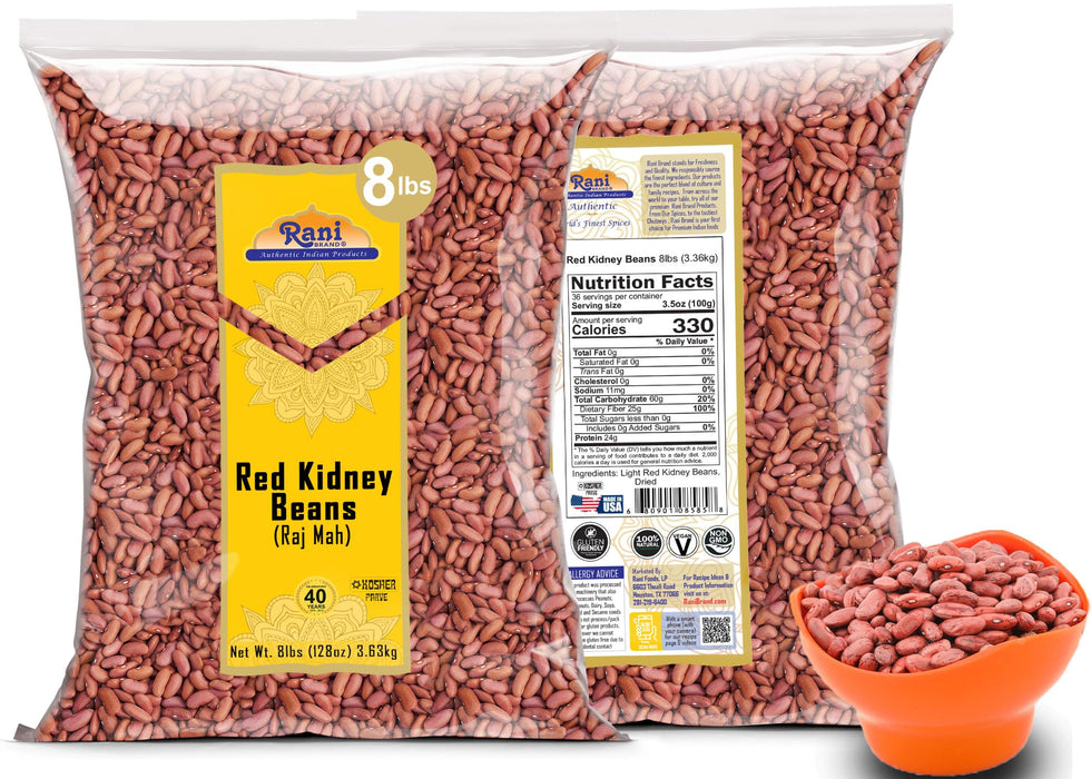 Rani Red Kidney Beans, Light 128oz (8lbs) 3.63kg Bulk ~ All Natural | Vegan | Gluten Friendly | NON-GMO | Kosher | Raj Mah