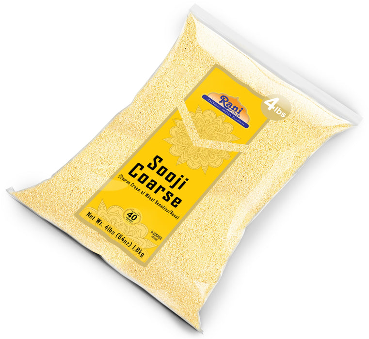 Rani Sooji Coarse (Farina, Suji, Rava, Rawa, Wheat Semolina) Flour 64oz (4lbs) 1.81kg ~ All Natural | Vegan | NON-GMO | Kosher | Indian Origin