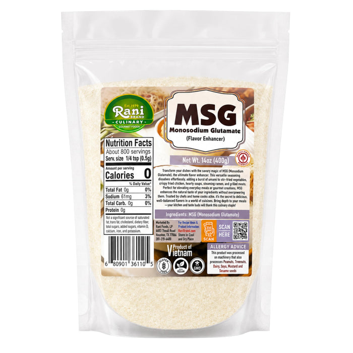 Rani MSG (Monosodium Glutamate) 14oz (400g) ~ Gluten Free | NON-GMO | Kosher | Vegan | Product of Vietnam
