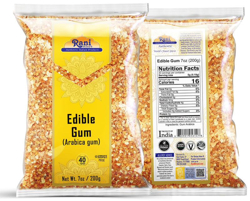 Rani Edible Gum Whole (Arabica Gum) 7oz (200g) ~ All Natural, Salt-Free | Vegan | No Colors | Gluten Friendly | NON-GMO | Kosher | Indian Origin