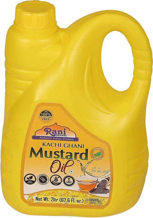 Rani Mustard Oil (Kachi Ghani) 67.6 Ounce (2 Liter) NON-GMO | Gluten Free | Kosher | Vegan | 100% Natural