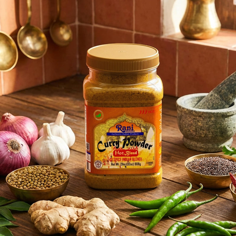Rani Curry Powder Hot (11-Spice Authentic Indian Blend) 32oz (2lbs) 908g PET Jar ~ All Natural | Salt-Free | Vegan | No Colors | Kosher | Gluten Friendly