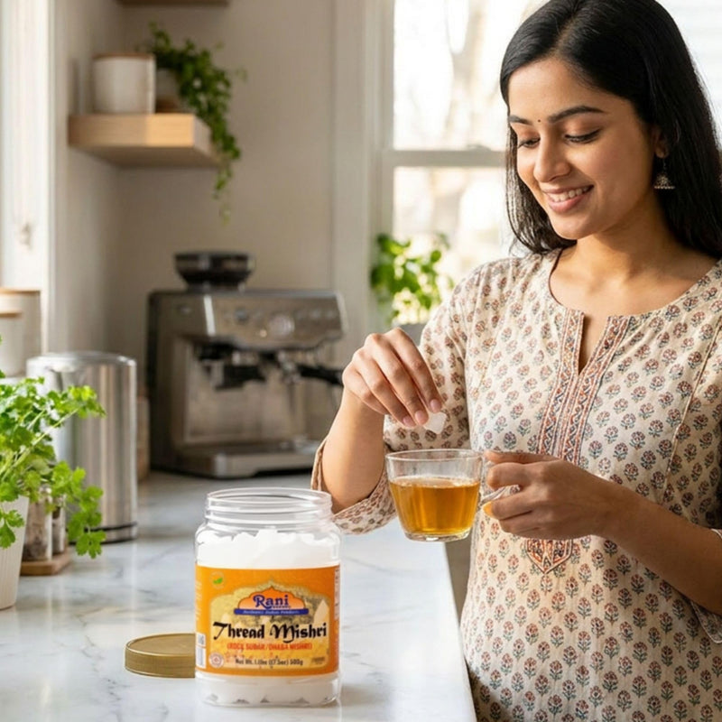Thread Misri (Rock Sugar/Dhaga Mishri) - 17.5oz (1.1lbs) 500g PET Jar - Rani Brand Authentic Indian Products