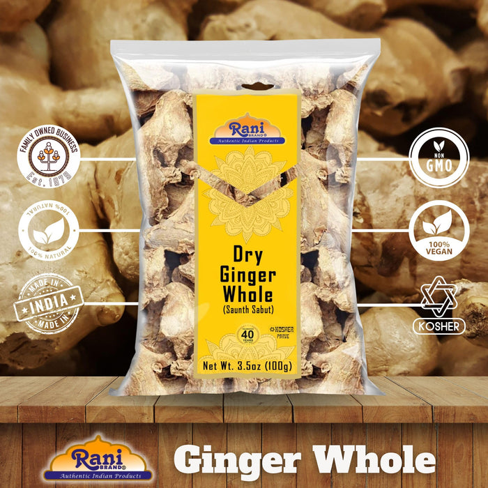 Rani Ginger (Adarak Sabut) Whole, Spice 3.5oz (100g) ~ All Natural | Vegan | Gluten Friendly | NON-GMO | Kosher | Indian Origin