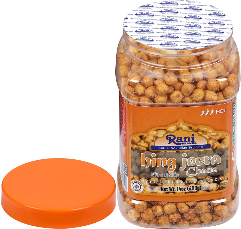 Rani Roasted Chana (Chickpeas) Hing-Jeera (Cumin-Asafetida) Flavor 14oz (400g) PET Jar ~ All Natural | Vegan | No Preservatives | Gluten Friendly | Kosher | Indian Origin |Ready to Eat | Seasoned with 9 Spices