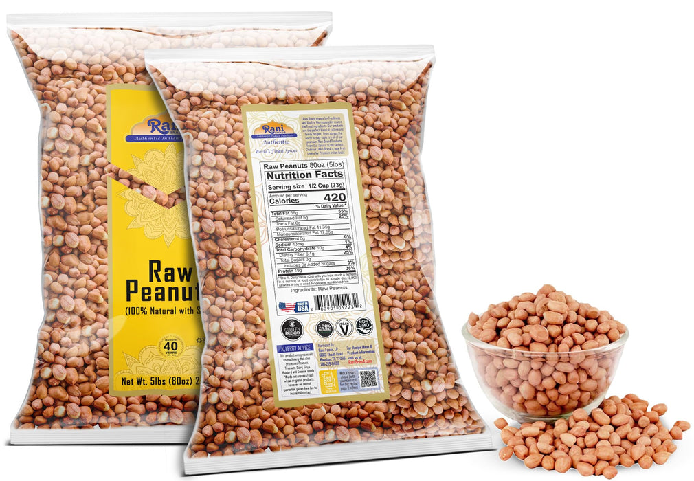 Rani Peanuts, Raw Whole With Skin (uncooked, unsalted) ~ All Natural | Fresh Product of USA ~ Spanish Grade Groundnut / Redskin {9 Sizes Available}