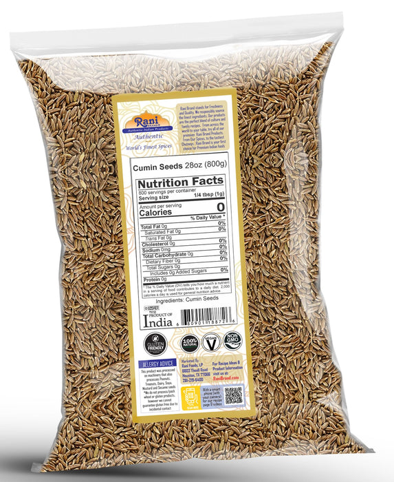 Rani Cumin Seeds Whole (Jeera) Spice 28oz (800g) ~ All Natural | Gluten Friendly | NON-GMO | Kosher | Vegan | Indian Origin