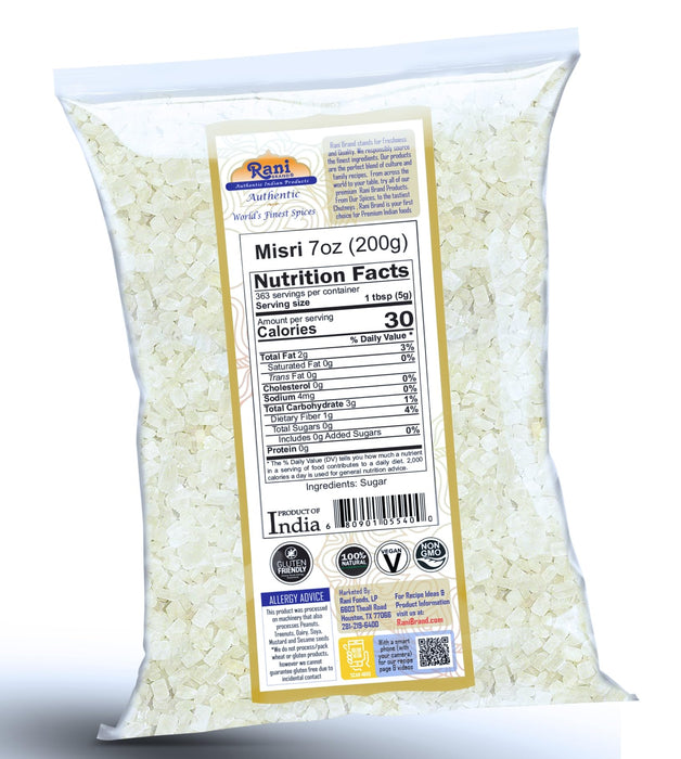 Rani Misri (Indian Sugar Crystals) 7oz (200g) ~ All Natural | Gluten Friendly | No Colors | Vegan | Kosher | Indian Origin