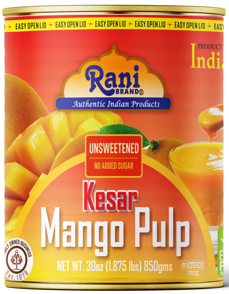 Rani Mango Pulp Puree (Makes Mango Lassi Shakes) Kesar Unsweetened 30oz (1.875lbs) 850g Pack of 2 ~ Kosher | All Natural | NON-GMO | Vegan | No colors | Gluten Friendly | Indian Origin