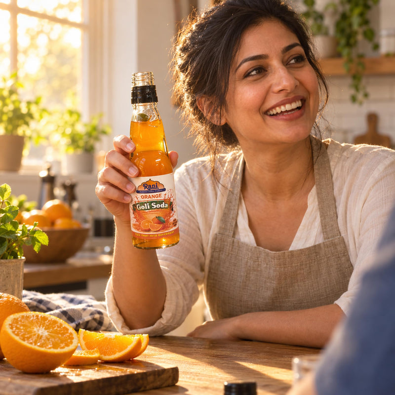 Rani Orange Goli Soda 6.7 fl oz (200 ml) Glass Bottle with Marble Seal, Pack of 2 ~ Vegan | Gluten Free | Non-GMO | Indian Origin