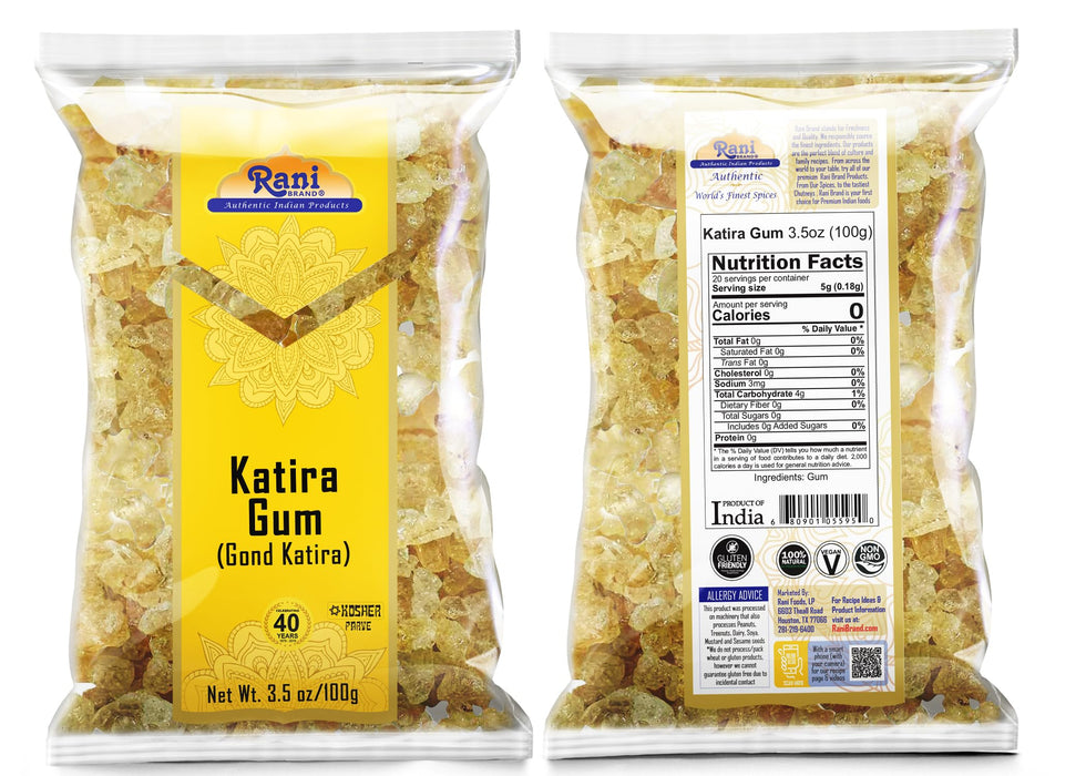 Rani Edible Gum Whole (Goonder Tragacanth Gum) 3.5oz (100g) ~ All Natural, Salt-Free | Vegan | No Colors | Gluten Friendly | NON-GMO | Kosher | Indian Origin