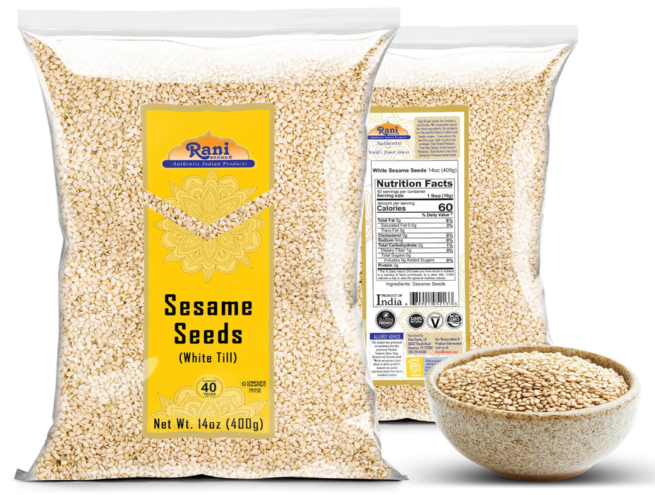 Rani Sesame Seeds White (Till) 14oz (400gm) ~ All Natural | Gluten Free Ingredients | NON-GMO | Kosher | Vegan | Indian Origin