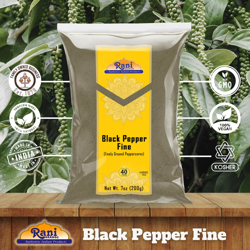 Rani Black Pepper Fine Powder 80 Mesh, 7oz (200g) ~ Gluten Friendly | Non-GMO | Kosher | Natural
