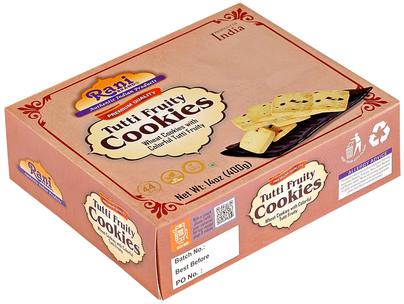 Rani Tutti Fruity Cookies (Wheat Cookies with Colorful Tutti Fruity) 14oz (400g) Premium Quality Indian Cookies ~ All Natural | Vegan | Non-GMO | Indian Origin