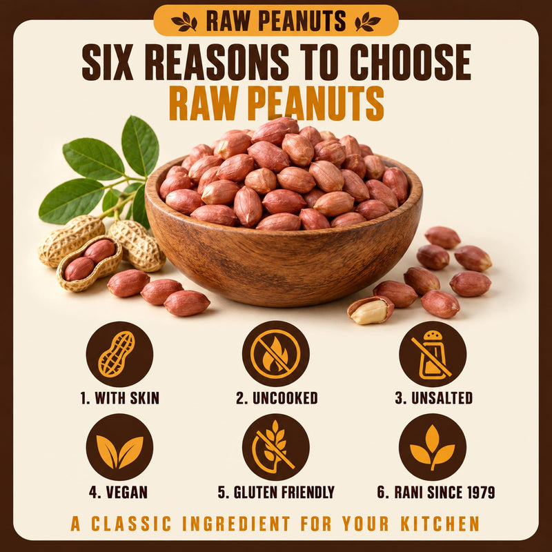 Rani Peanuts, Raw Whole With Skin (uncooked, unsalted) 7oz (200g) ~ All Natural | Vegan | Gluten Friendly | Kosher | Fresh Product of USA ~ Spanish Grade Groundnut / Red-skin