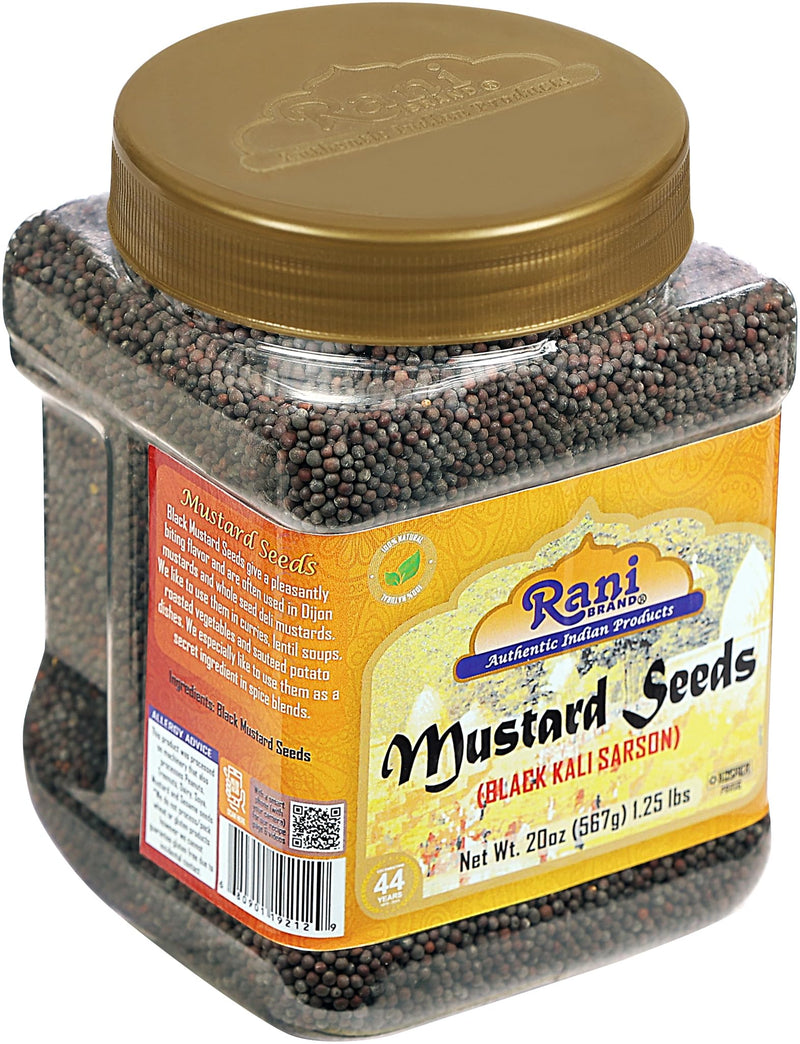 Rani Black Mustard Seeds Whole Spice (Kali Rai) 20oz (1.25lbs) 567g PET Jar ~ All Natural | Gluten Friendly | NON-GMO | Vegan | Kosher | Indian Origin