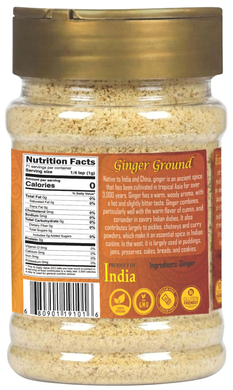 Rani Ginger (Adarak) Powder Ground, Spice 2.5oz (71g) PET Jar ~ All Natural | Vegan | Gluten Friendly | NON-GMO | Indian Origin