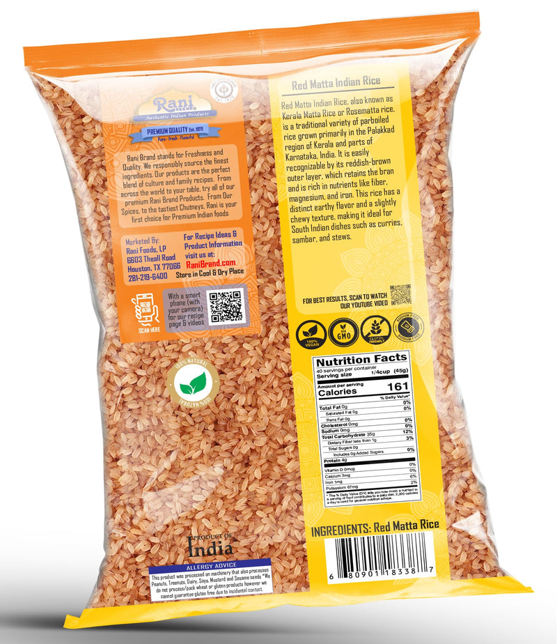 Rani Red Matta Indian Rice 64oz (4lbs) 1.81kg Cloth Bag ~ All Natural | Gluten Friendly | Vegan | Kosher | Export Quality | Indian Origin