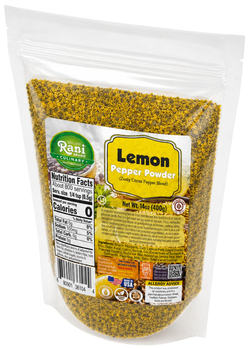 Rani Lemon Pepper Powder (Zesty Citrus Pepper Blend) 14oz (400g) ~ Gluten Free | NON-GMO | Kosher | Vegan | Product of USA