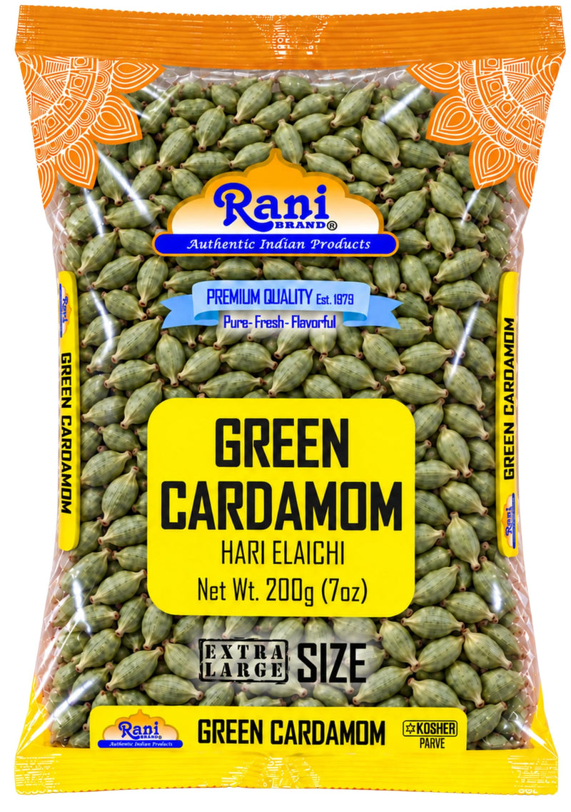 Rani Green Cardamom Pods Spice (Hari Elachi) 7oz (200g) ~ All Natural | Vegan | Gluten Friendly | NON-GMO | Product of India