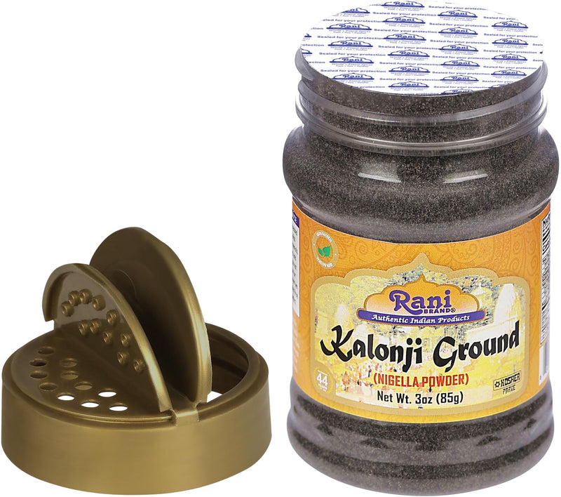 Rani Kalonji (Black Seed, Nigella Sativa, Black Cumin) Ground, Powder 3oz (85g) PET Jar ~ All Natural | Gluten Friendly | NON-GMO | Kosher | Vegan | Indian Origin