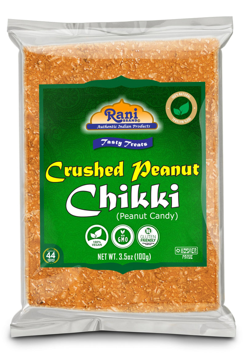 Rani Crushed Peanut Chikki (Brittle Candy) 3.5oz (100g) x Pack of 2 ~ All Natural | Vegan | Kosher | No colors | Gluten Friendly | Indian Origin
