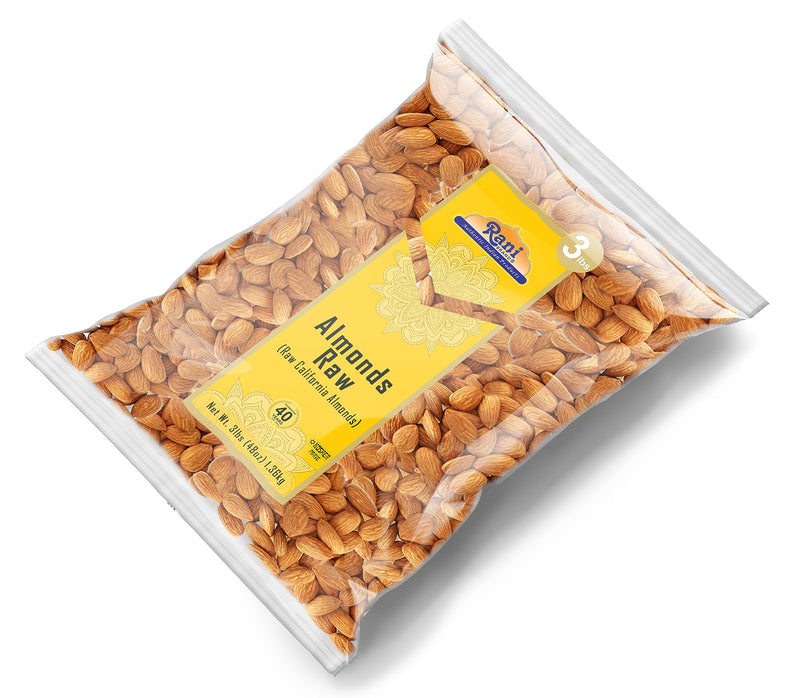 Rani Almonds, Raw Whole With Skin 48oz (3lbs) 1.36kg Bulk ~ All Natural | Vegan | Kosher | Gluten Friendly | Fresh Product of USA ~ California Shelled Almonds