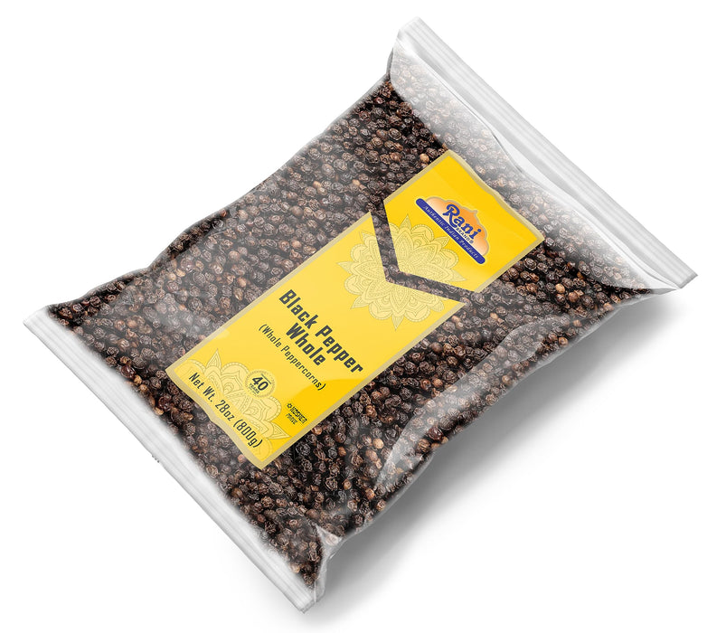 Rani Black Pepper Whole (Peppercorns), Premium MG-1 Grade 28oz (1.75lbs) 800g ~ All Natural | Gluten Friendly | Non-GMO | Kosher | Perfect Size for Grinders!