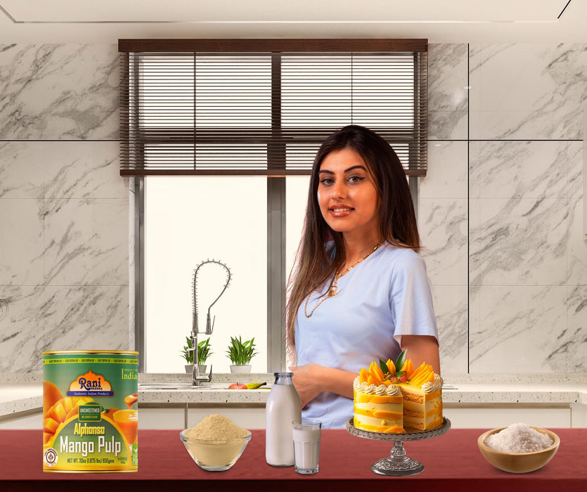 Rani Mango Pulp Puree (Makes Mango Lassi Shakes) Alphonso Unsweetened 30oz (1.875lbs) 850g Pack of 6 ~ Kosher | All Natural | NON-GMO | Vegan | No colors | Gluten Friendly | Indian Origin