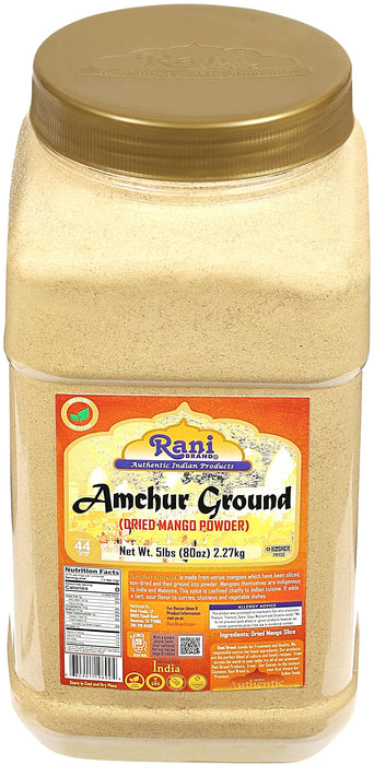 Rani Amchur (Mango) Ground Powder Spice 80oz (5lbs) 2.27kg Bulk PET Jar ~ All Natural | Gluten Friendly | Vegan | No Salt or Fillers | Kosher | Indian Origin