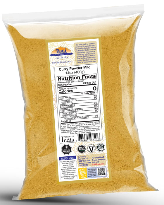 Rani Curry Powder Mild Natural 10-Spice Blend 400g (14oz) ~ Salt Free | Vegan | No Colors | Gluten Friendly | NON-GMO | Kosher | NO Chili or Peppers