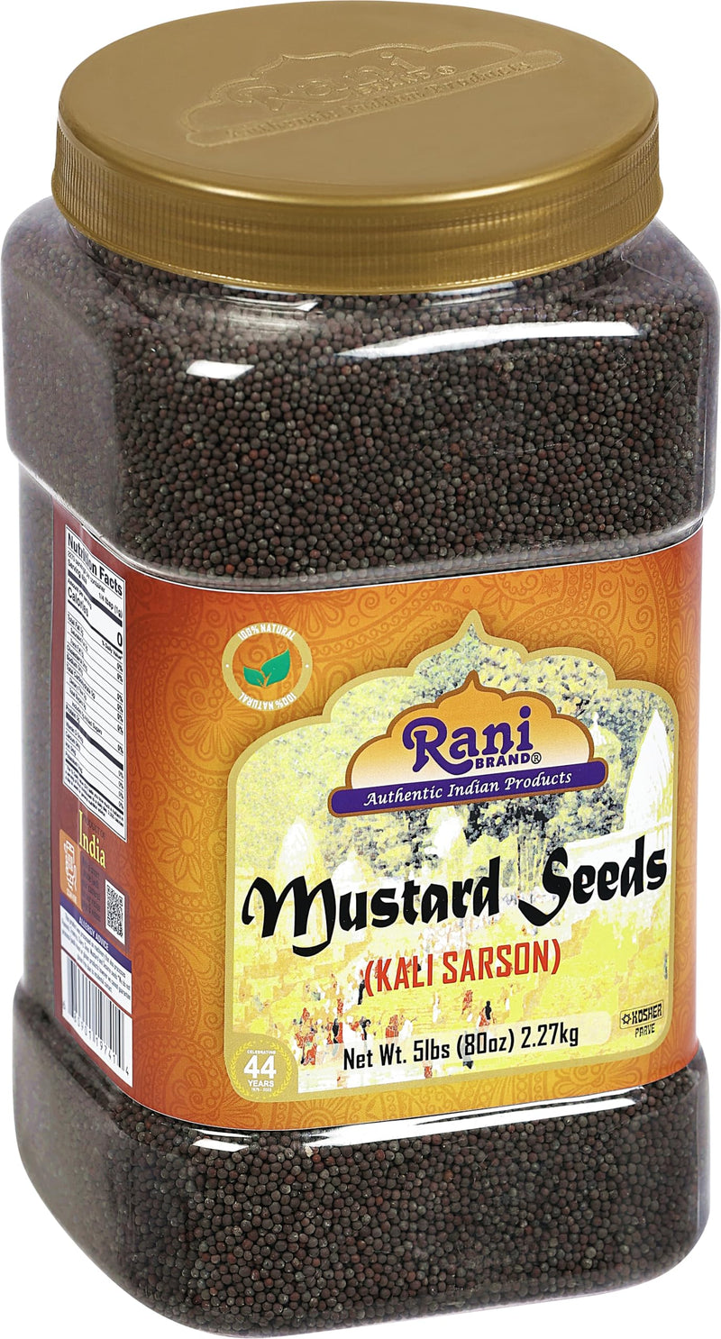 Rani Black Mustard Seeds Whole Spice (Kali Rai) 80oz (5lbs) 2.27kg Bulk PET Jar ~ All Natural | Gluten Friendly | NON-GMO | Kosher | Vegan | Indian Origin