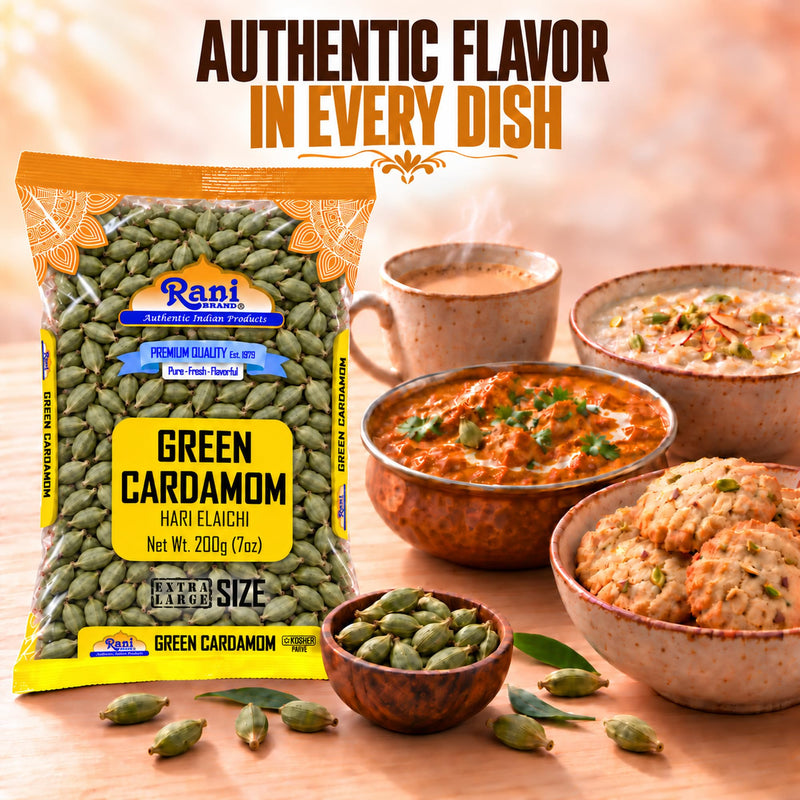 Rani Green Cardamom Pods Spice (Hari Elachi) 7oz (200g) ~ All Natural | Vegan | Gluten Friendly | NON-GMO | Product of India