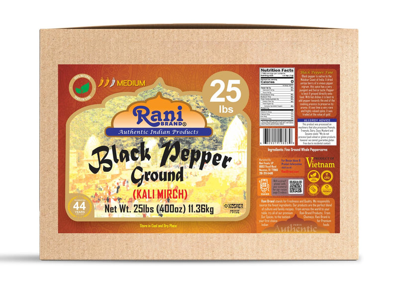 Rani Black Pepper Fine Powder 80 Mesh, 400oz (25lbs) 11.36kg Bulk Box ~ All Natural | Vegan | Gluten Friendly | NON-GMO | Kosher
