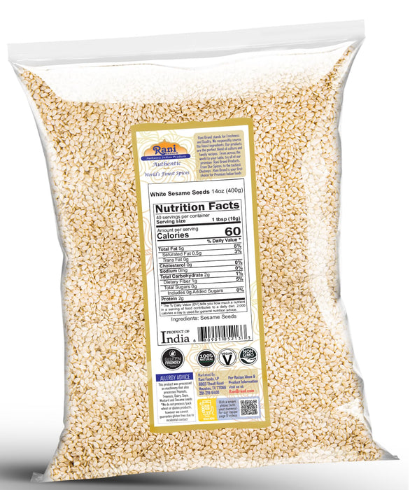 Rani Sesame Seeds White (Till) 14oz (400gm) ~ All Natural | Gluten Free Ingredients | NON-GMO | Kosher | Vegan | Indian Origin