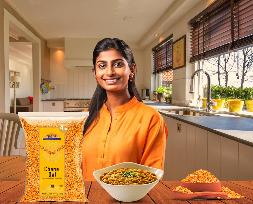 Rani Chana Dal (Split Desi Chickpeas without skin) 64oz (4lbs) 1.81kg ~ All Natural | Gluten Friendly | NON-GMO | Kosher | Vegan | Indian Origin