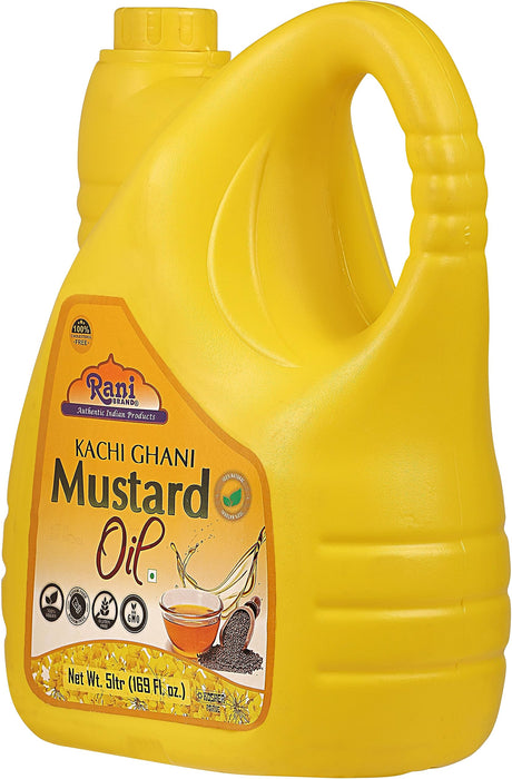 Rani Mustard Oil (Kachi Ghani) 169 Ounce (5 Liter) Pack of 2, NON-GMO | Gluten Free | Kosher | Vegan | 100% Natural