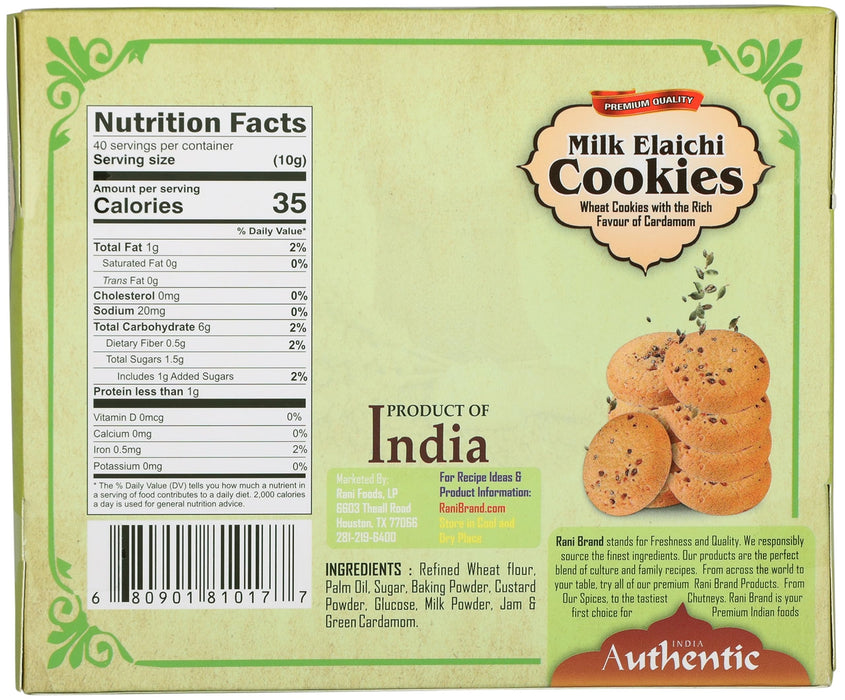 Rani Milk Elaichi Cookies (Wheat Cookies with Almond Flavor) 14oz (400g) Pack of 3+1 FREE, Premium Quality Indian Cookies ~ All Natural | Vegan | Non-GMO | Indian Origin
