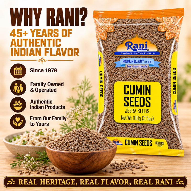 Rani Cumin Seeds Whole (Jeera) Spice 3.5oz (100g) ~ All Natural | Gluten Friendly | NON-GMO | Kosher | Vegan | Indian Origin