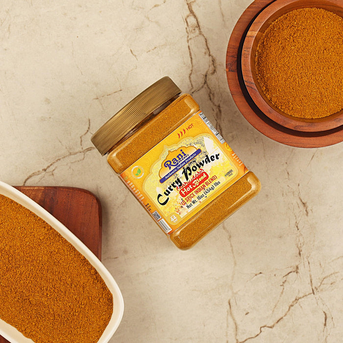 Rani Curry Powder Hot Natural 11-Spice Blend 16oz (1lb) 454g PET Jar ~ Salt Free | Vegan | Gluten Friendly | NON-GMO | Kosher | Indian Origin