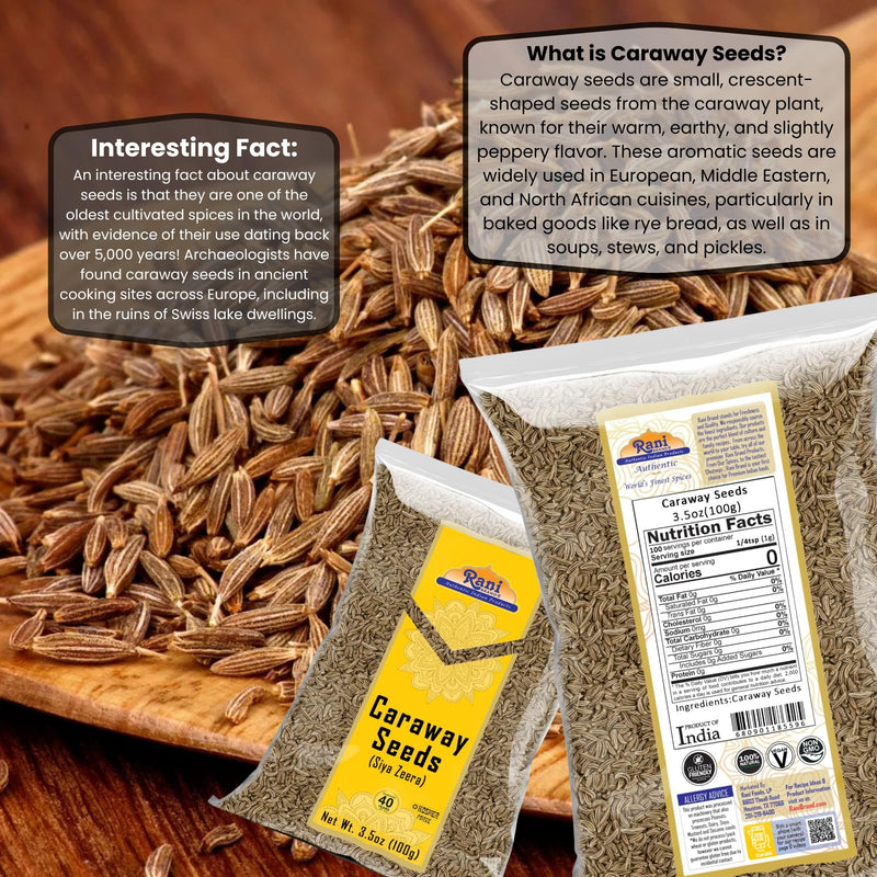 Rani Caraway Seeds Spice 3.5oz (100g) Natural ~ Gluten Friendly | NON-GMO | Kosher | Vegan | Indian Origin