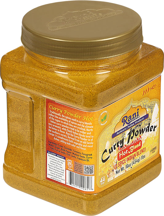 Rani Curry Powder Hot Natural 11-Spice Blend 16oz (1lb) 454g PET Jar ~ Salt Free | Vegan | Gluten Friendly | NON-GMO | Kosher | Indian Origin